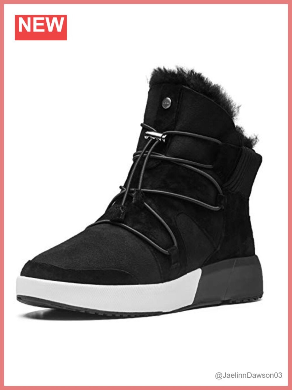 Sheepskin Wool Lined Winter Snow Ankle Boots Lace Up Faux Fur Trim